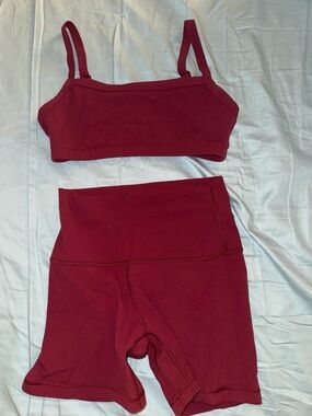 Aritzia Burgundy Two-Piece Active Set